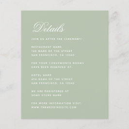 Bröllopsdetaljer Budget Sage Grönt Kuvertkort