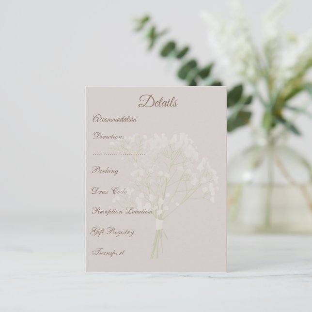 Bröllopsdetaljer för Blush Floral, Information för Vykort (Stående Fram)