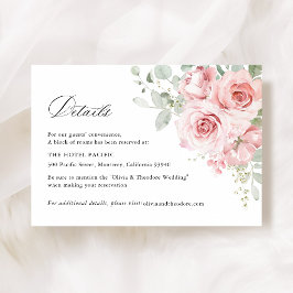 Bröllopsdetaljer för Blush Rose Floral på Hotell Tilläggskort
