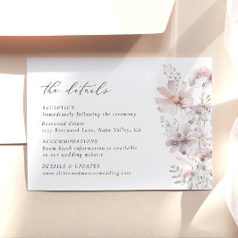 Bröllopsdetaljer för Blush Wildflower Tilläggskort