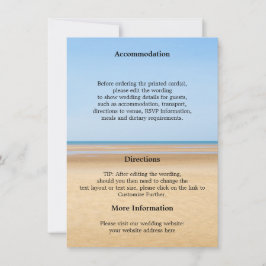 Bröllopsdetaljer för stranddestination inbjudningar