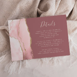 Bröllopsdetaljer i rosa guld Agate dammig rosa Tilläggskort