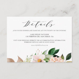 Bröllopsdetaljer i Rosa Magnolior & Hortensior Tilläggskort
