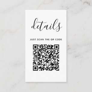 Bröllopsdetaljer med QR-kod   Modern Minimalism  Tilläggskort