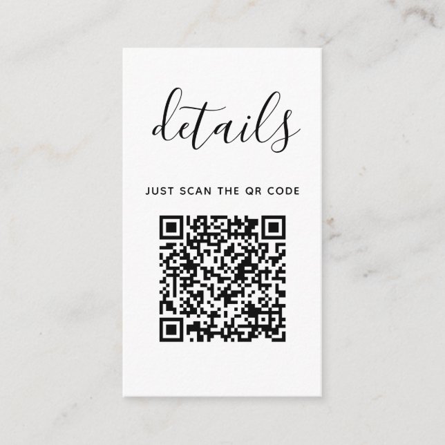 Bröllopsdetaljer med QR-kod | Modern Minimalism  Tilläggskort (Framsida)