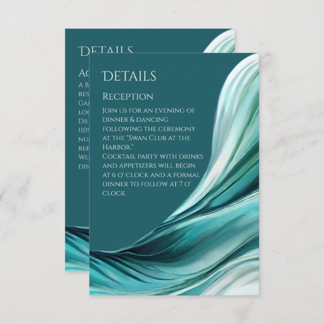 Bröllopsdetaljer - Modern Abstrakt Smaragdgrön - Tilläggskort (Fram/baksida)
