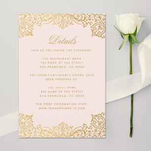 Bröllopsdetaljer Rosa Guld Antik Elegant Vintage Tilläggskort