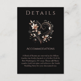 Bröllopsdetaljer - Rosa Guld Blommor och ett Hjärt Tilläggskort
