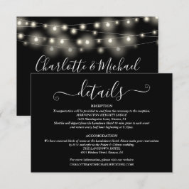Bröllopsdetaljer Spring Lights Script Svart Vitt Tilläggskort