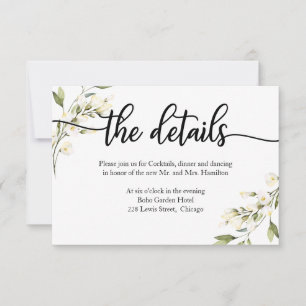 Bröllopsdetaljer Vit Kräm Blommig RSVP-kort OSA Kort