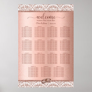 Bröllopsdiagram 15 för elegant Guld Poster
