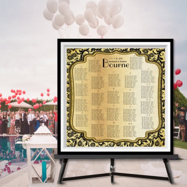 Bröllopsdiagram för guld & svarta skugga poster (Skapare uppladdad)