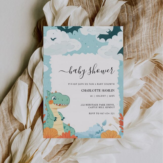 Bröllopsdinosaurie Baby Shower Inbjudningar (Wedding Dinosaur Baby Shower Invitation)