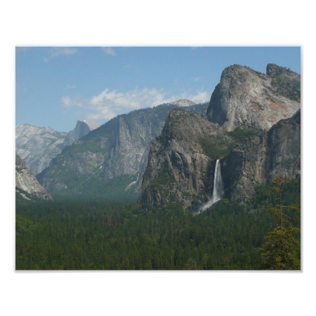 Bröllopsdunstfallen och Half Dome i Yosemite Fototryck (Framsidan)