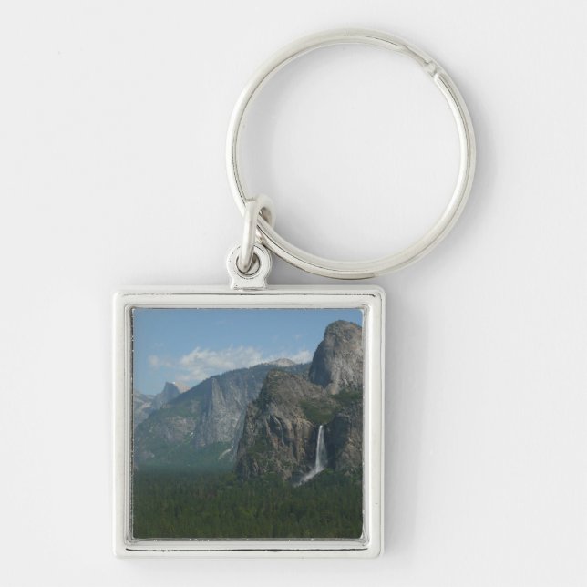 Bröllopsdunstfallen och Half Dome i Yosemite Fyrkantig Silverfärgad Nyckelring (Framsidan)