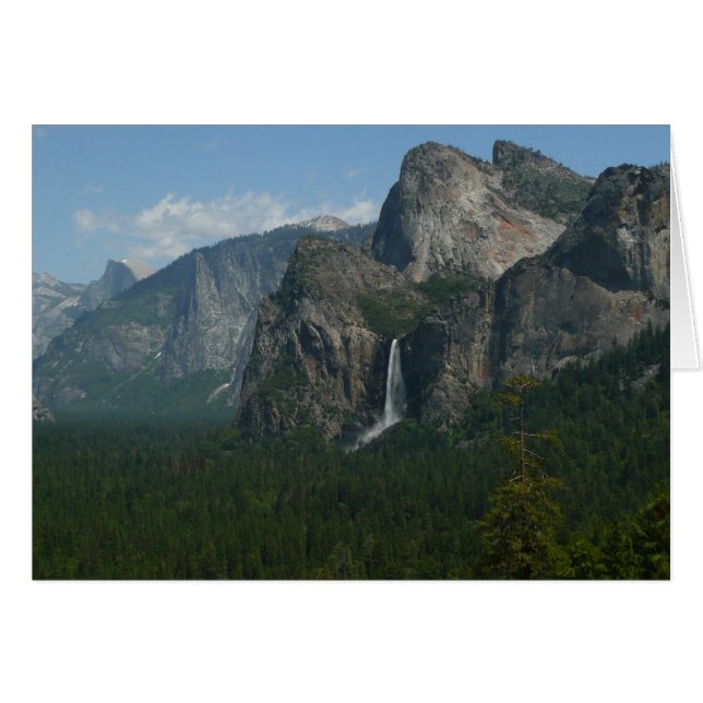 Bröllopsdunstfallen och Half Dome i Yosemite Hälsningskort (Framsidan Horizontal)