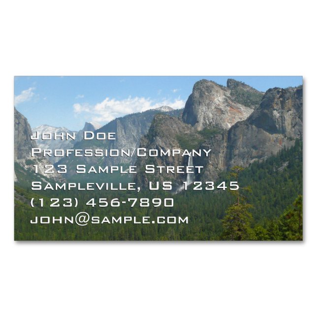 Bröllopsdunstfallen och Half Dome i Yosemite Magnetiska Visitkort (Framsida)