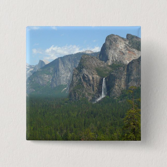 Bröllopsdunstfallet och Half Dome i Yosemite Knapp (Framsida)
