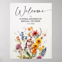 Bröllopsdusch Affisch med Pressade Vildblommor