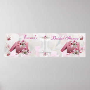 Bröllopsdusch-affisch Vit Rosa Blommig Poster