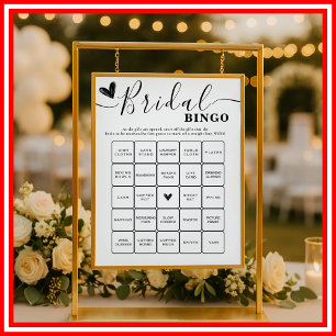 Bröllopsdusch Bingo Bröllop Elegant Kalligrafi Poster