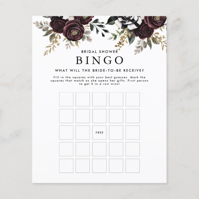 Bröllopsdusch Bingo Spel Flygblad (Framsidan)