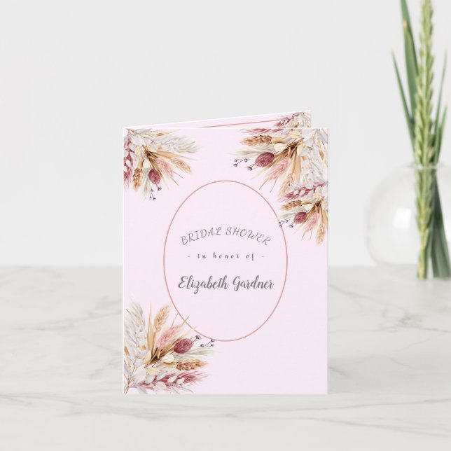 Bröllopsdusch BoHo Blommor Inbjudan (Framsida)