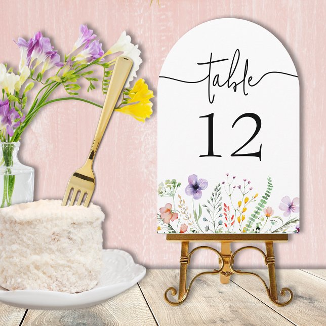 Bröllopsdusch Bordnummer Inbjudningar (Wildflower bridal shower table number cards - 120 lb paper, choose the paper size)