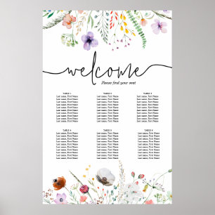 Bröllopsdusch Bordsplacering för Vilda Blommor Poster