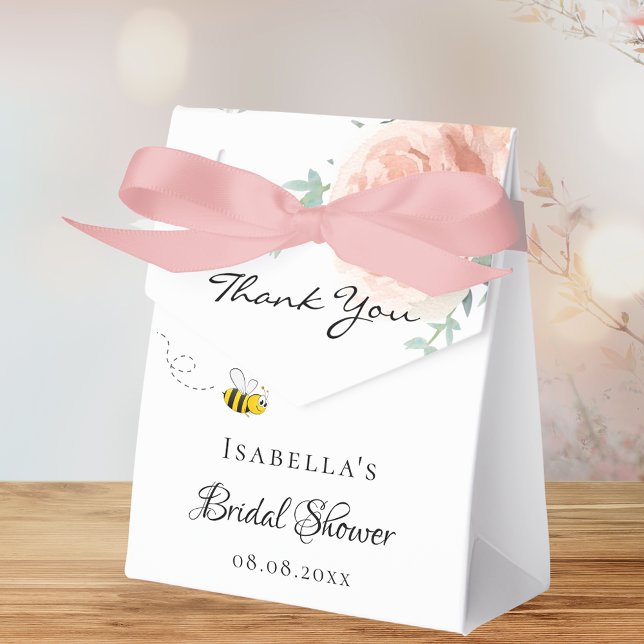 Bröllopsdusch brud att bli rosa blomster tack presentaskar (Skapare uppladdad)