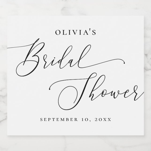 Bröllopsdusch Champagne | Elegant Minimal Skrift (Enkel etikett)