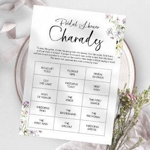 Bröllopsdusch Charades-spel med vilda blommor Inbjudningar