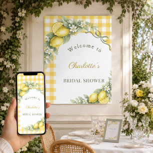 Bröllopsdusch citroner gingham slinga välkommen poster