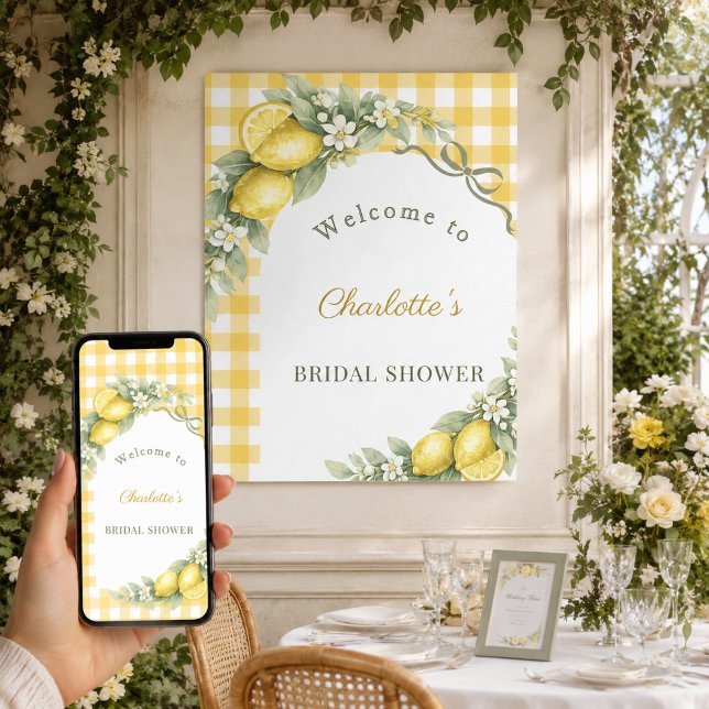 Bröllopsdusch citroner gingham slinga välkommen poster (Skapare uppladdad)