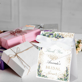 Bröllopsdusch eukalyptus glitter namn tack presentaskar