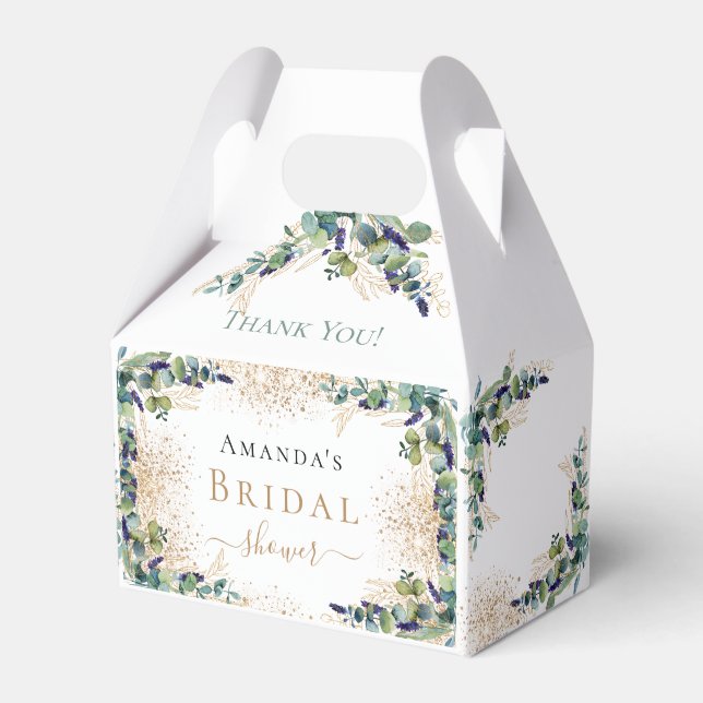 Bröllopsdusch eukalyptus glitter tack  presentaskar (Framsidan Sidan)