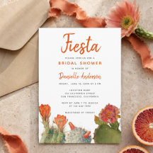 Bröllopsdusch Fiesta Kactusblommor Akvarell