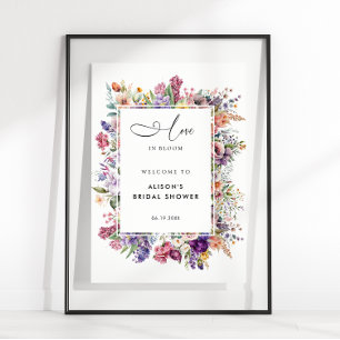 Bröllopsdusch Floral Trädgård Välkommen Love In Bl Poster
