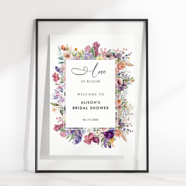 Bröllopsdusch Floral Trädgård Välkommen Love In Bl Poster (Skapare uppladdad)