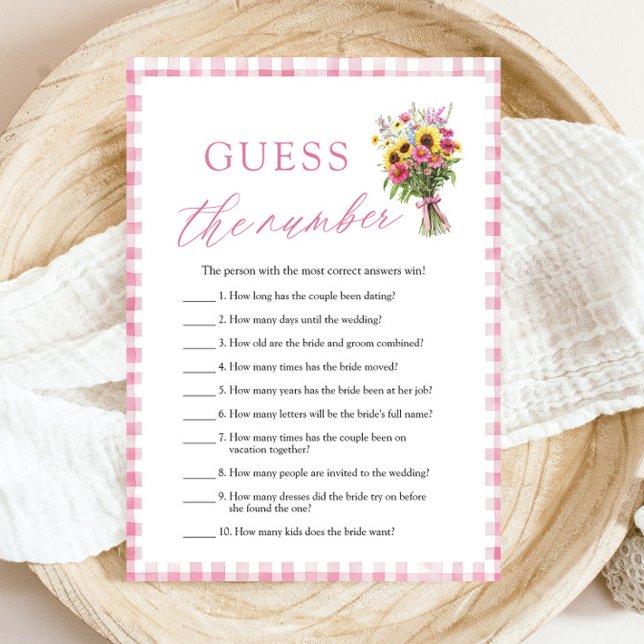 Bröllopsdusch för att gissa antalet på Pink Farmer Inbjudningar (Pink Farmers Market Guess the Number Bridal Shower  Game)