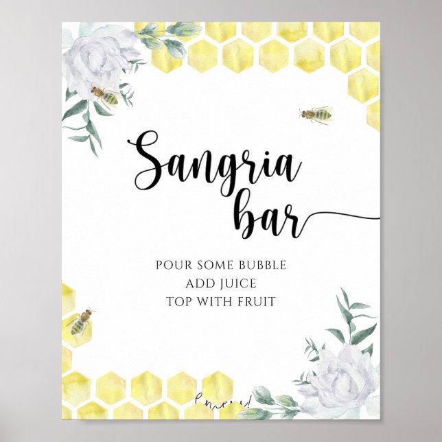Bröllopsdusch för bikupor - Sangriabarsaffisch Poster (Framsidan)