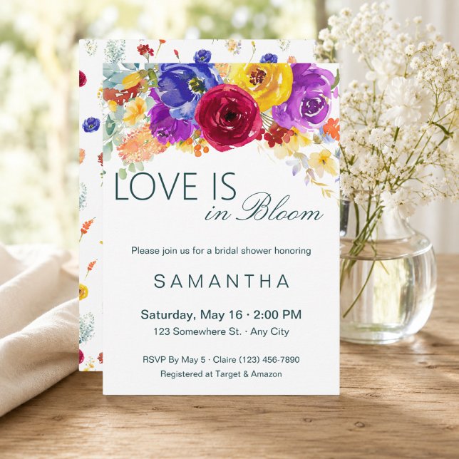 Bröllopsdusch för blivande brudar, Love is in Bloo Inbjudningar (Love is in Bloom Bridal Shower Invitation)