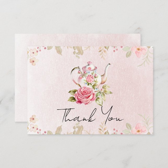 Bröllopsdusch för blomsterkakstehus - Tacksamt tac Tack Kort (Fram/baksida)