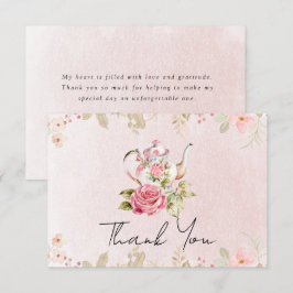 Bröllopsdusch för blomsterte-kalas tack kort