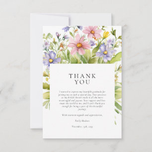 Bröllopsdusch för blomsterteparty tack kort