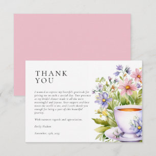 Bröllopsdusch för blomsterteparty tack kort