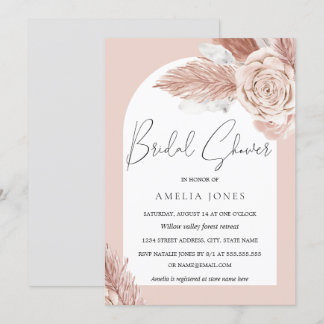 Bröllopsdusch för Blush Boho Blommig Båge Inbjudningar