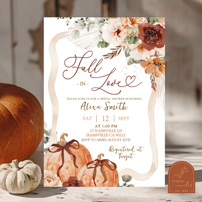 Bröllopsdusch för Bow Coquette Pumpkin Fall Ivory  Inbjudningar (Skapare uppladdad)