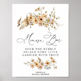 Bröllopsdusch för brudpar med Beige Vilda Blommor Poster