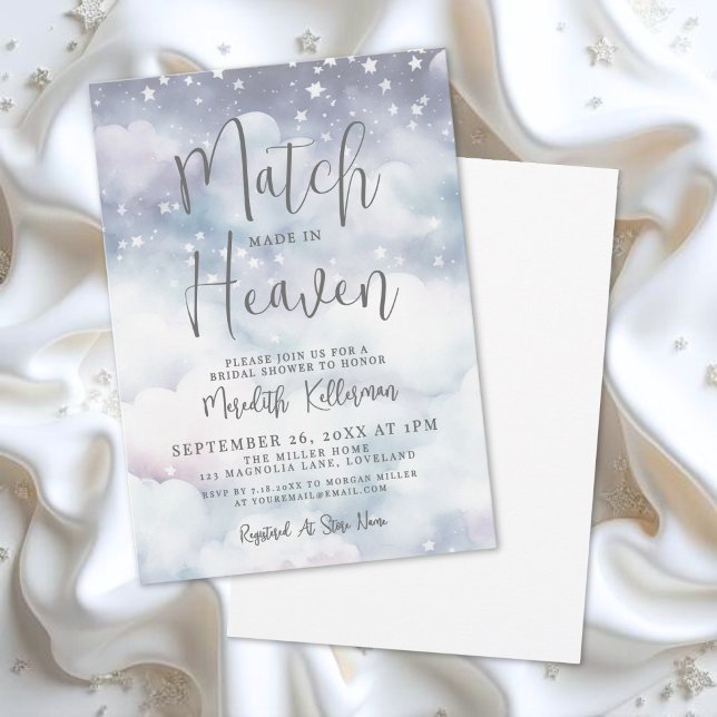 Bröllopsdusch för det perfekta paret inbjudningar (Match Made In Heaven Bridal Shower Invitation)